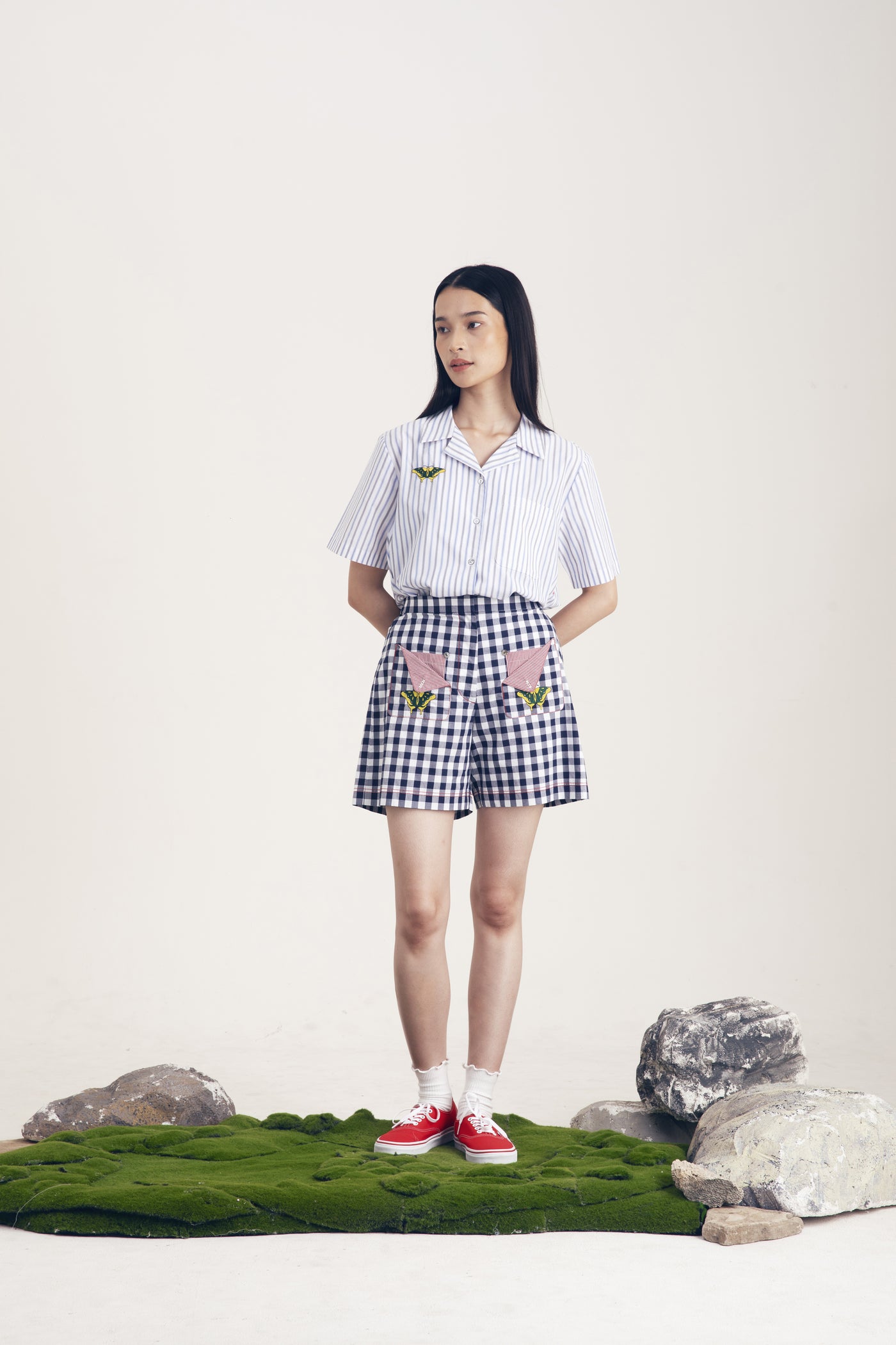 Kupu Short Pants Checked Blue