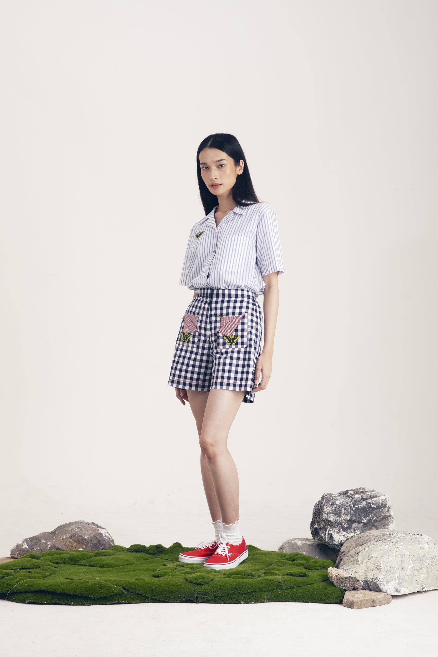 Kupu Short Pants Checked Blue