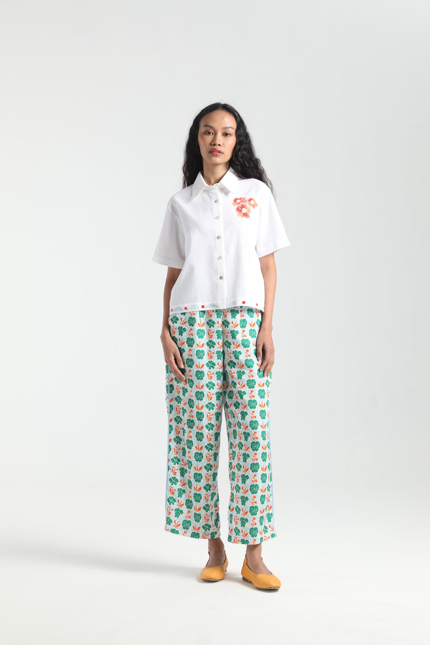 BAHIA CROP SHIRT WHITE/HOMEGROWN-SS25