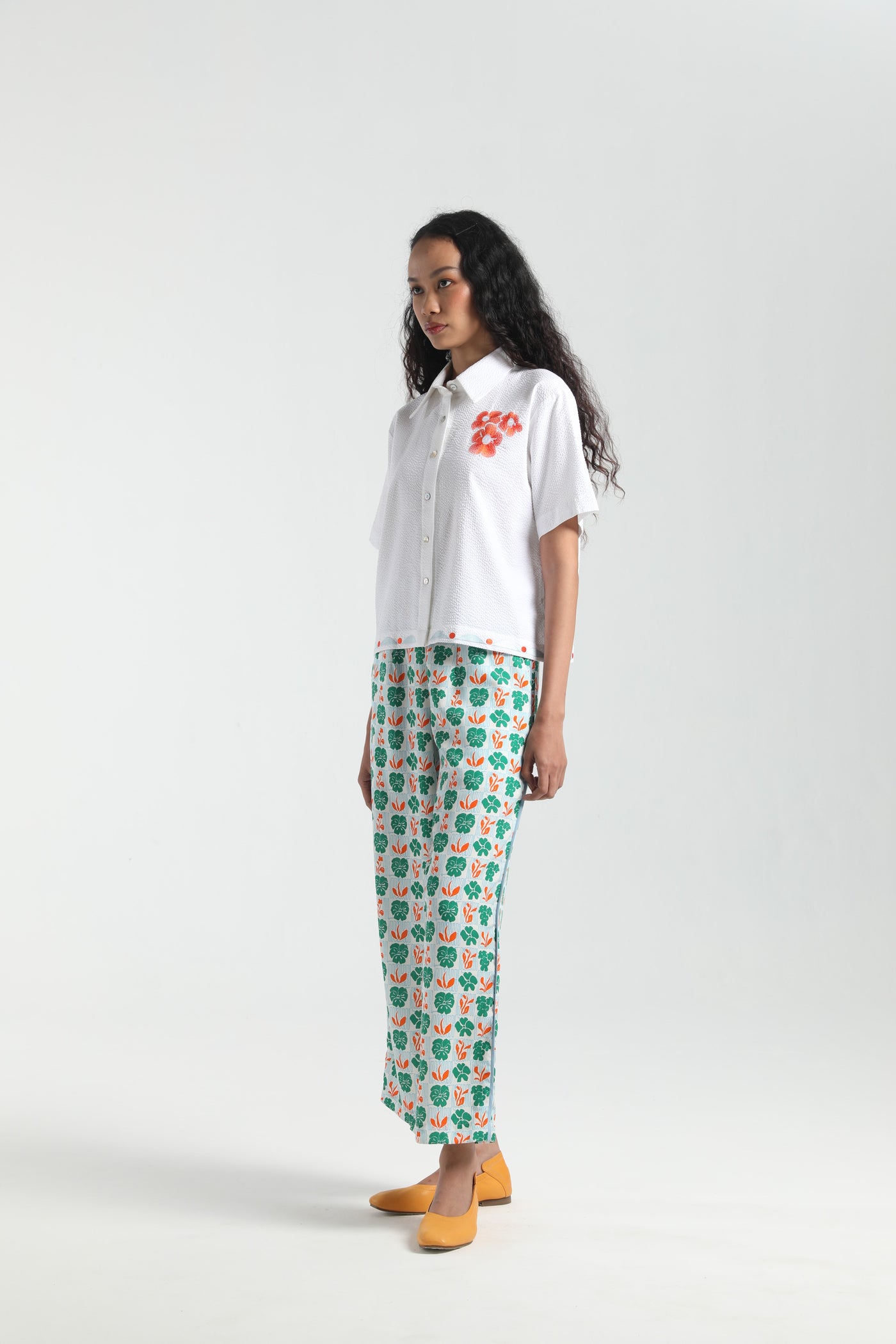 BAHIA CROP SHIRT WHITE/HOMEGROWN-SS25