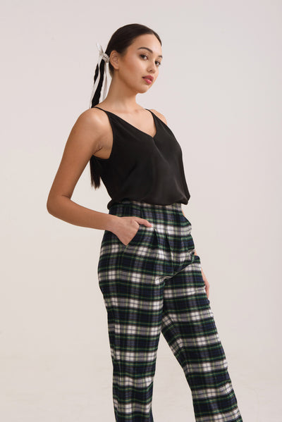 Bundling Set: Tabitha Green Checked Crop Jacket + Kelly Pants Checked Green