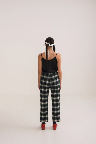 Bundling Set: Tabitha Green Checked Crop Jacket + Kelly Pants Checked Green